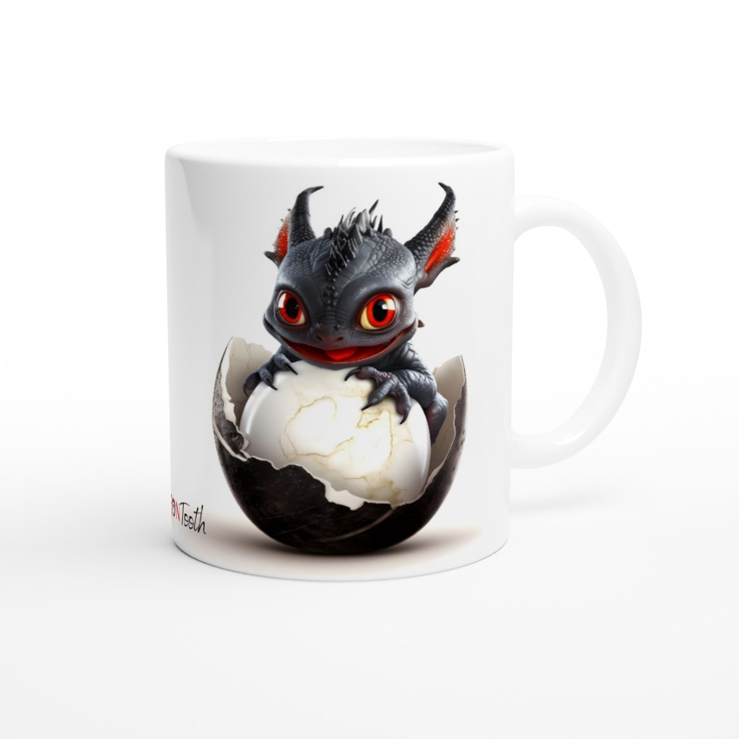 Baby Dragon Black Red - Dragon Tooth : White 11oz Ceramic Mug
