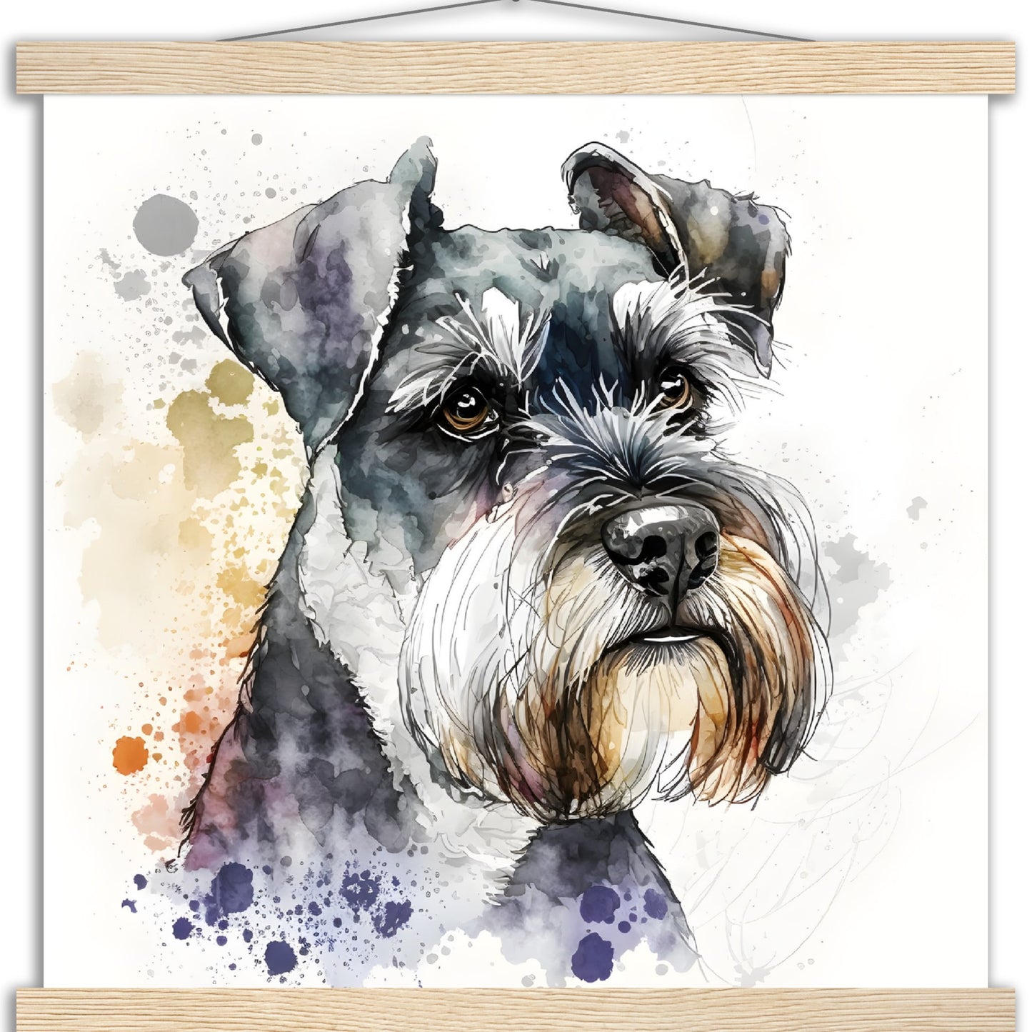 Miniature Schnauzer Dog Watercolor Premium Matte Paper Poster with Hanger