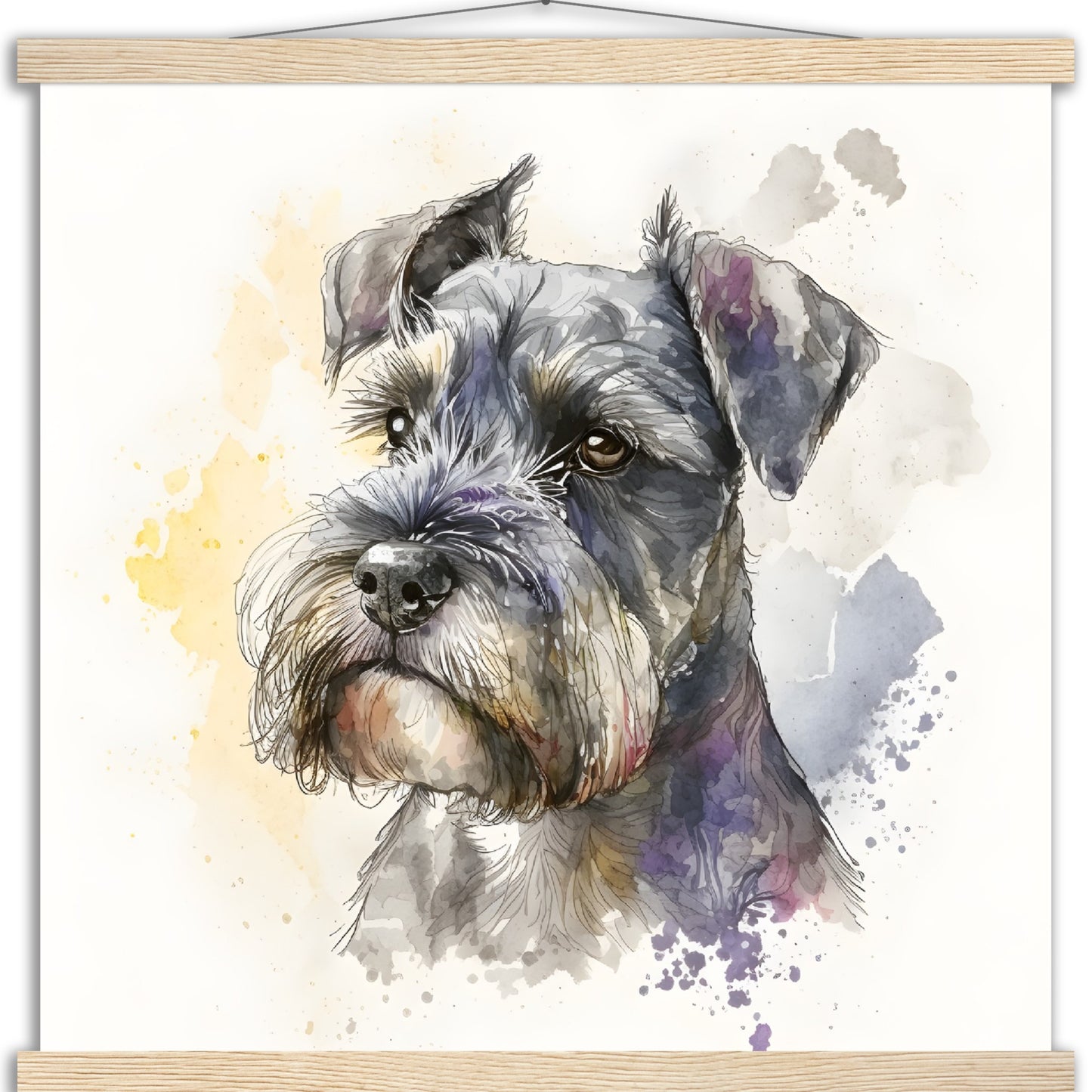 Miniature Schnauzer Dog Watercolor Premium Matte Paper Poster with Hanger
