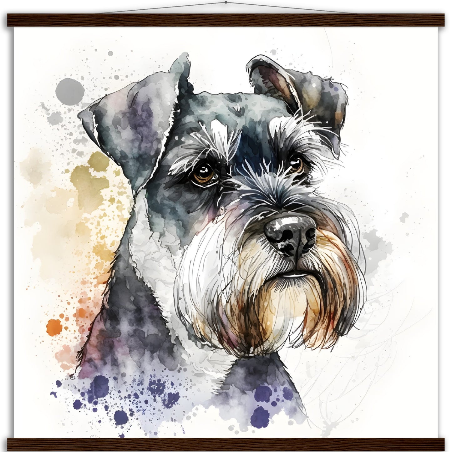 Miniature Schnauzer Dog Watercolor Premium Matte Paper Poster with Hanger