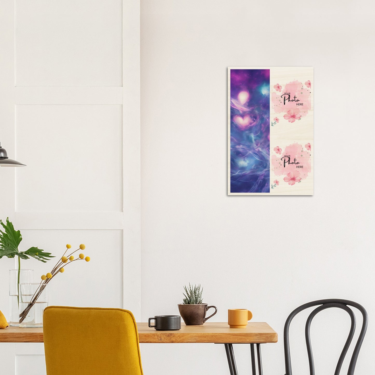 Wood Prints : Twin Photo Display (Personalised Mothers Day) Heart Nebula.