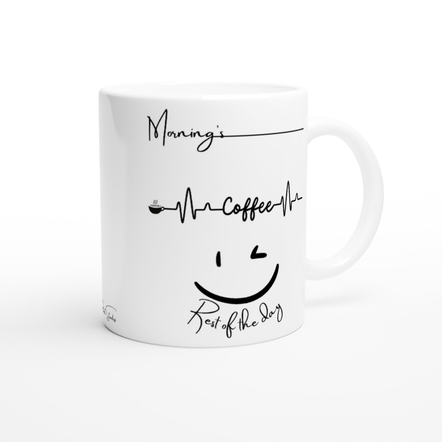 Morning, Cofee, Rest of the day : Fun Black & White 11oz Ceramic Mug