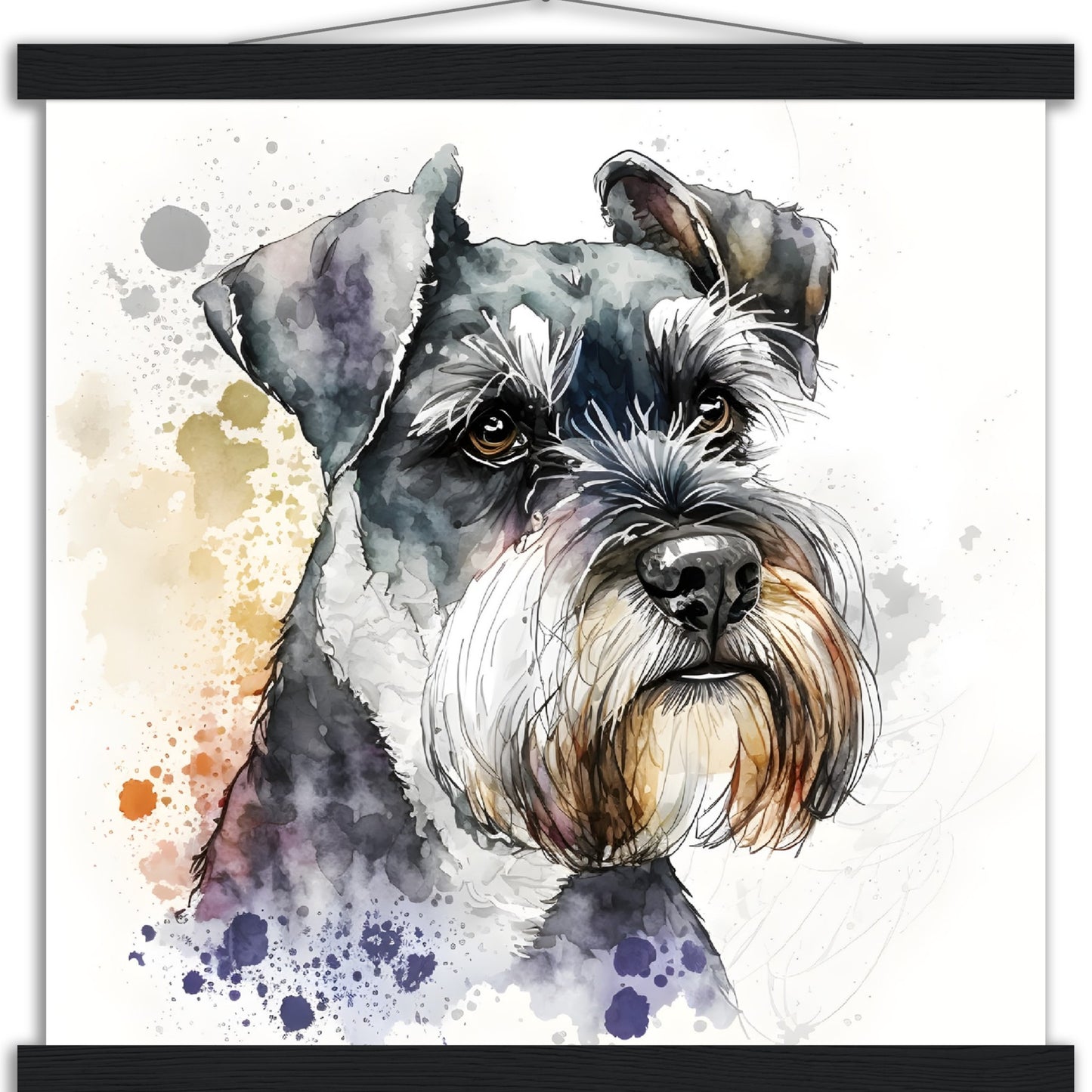 Miniature Schnauzer Dog Watercolor Premium Matte Paper Poster with Hanger