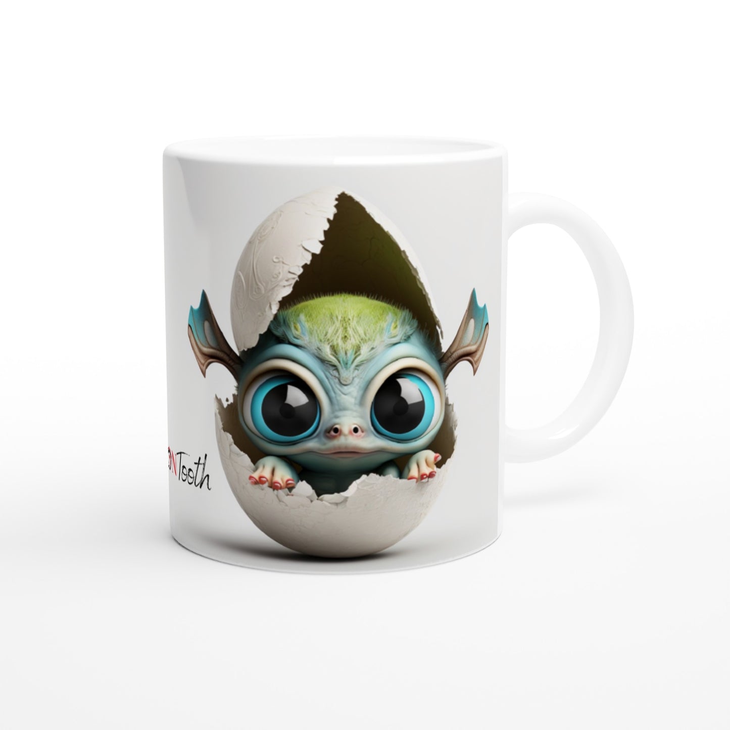 Baby Dragon Green - Dragon Tooth : White 11oz Ceramic Mug