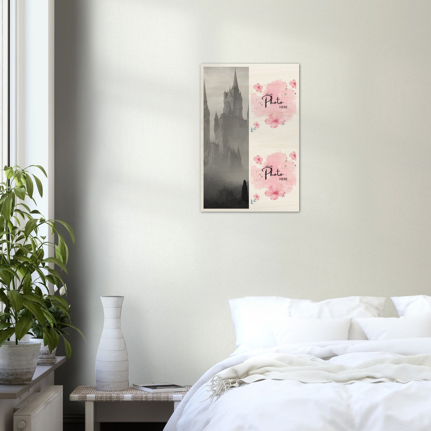 Wood Prints : Twin Photo Display (Personalised Mothers Day) Castle Mist.