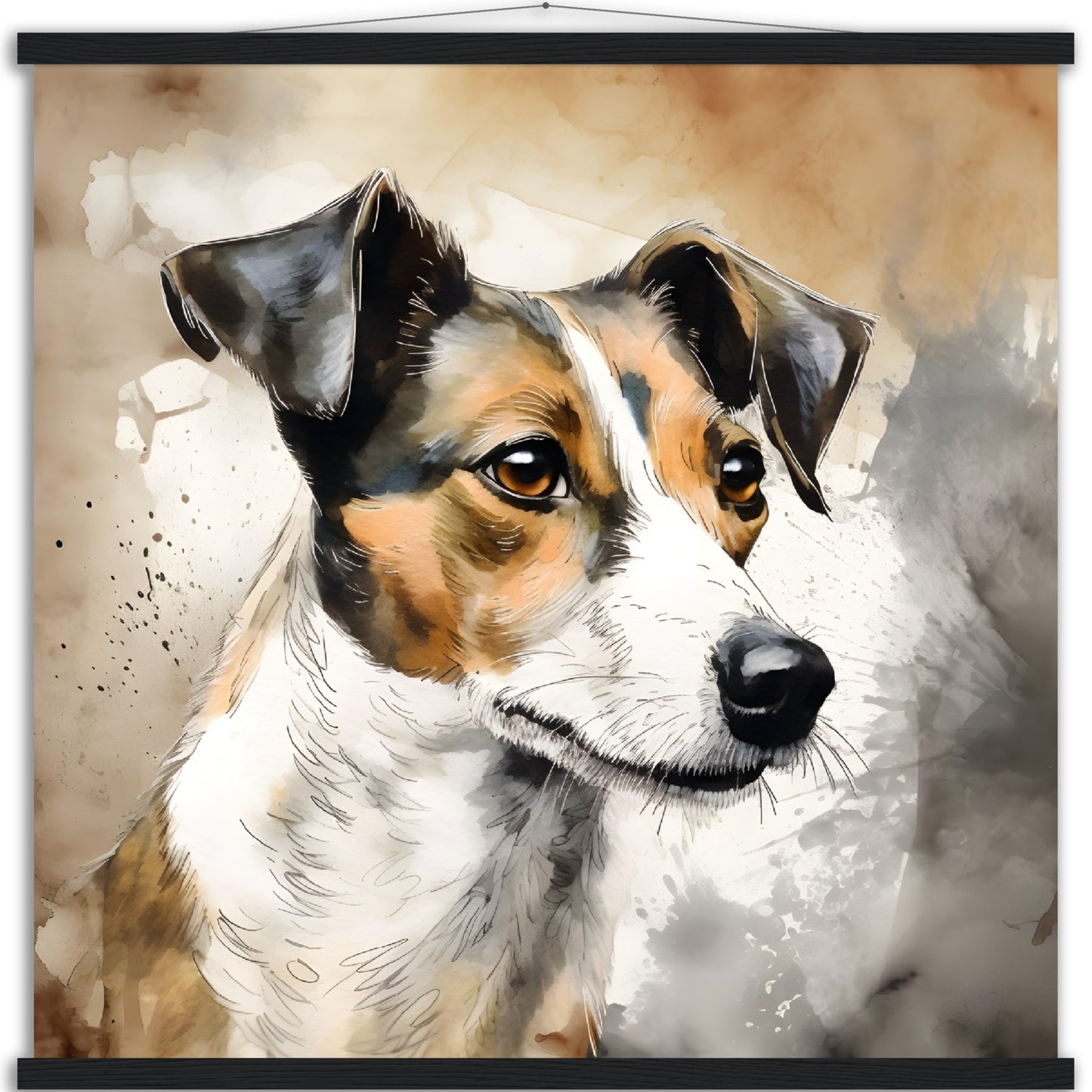 Jack Russell Dog (b) Watercolor Premium Matte Paper Poster with Hanger
