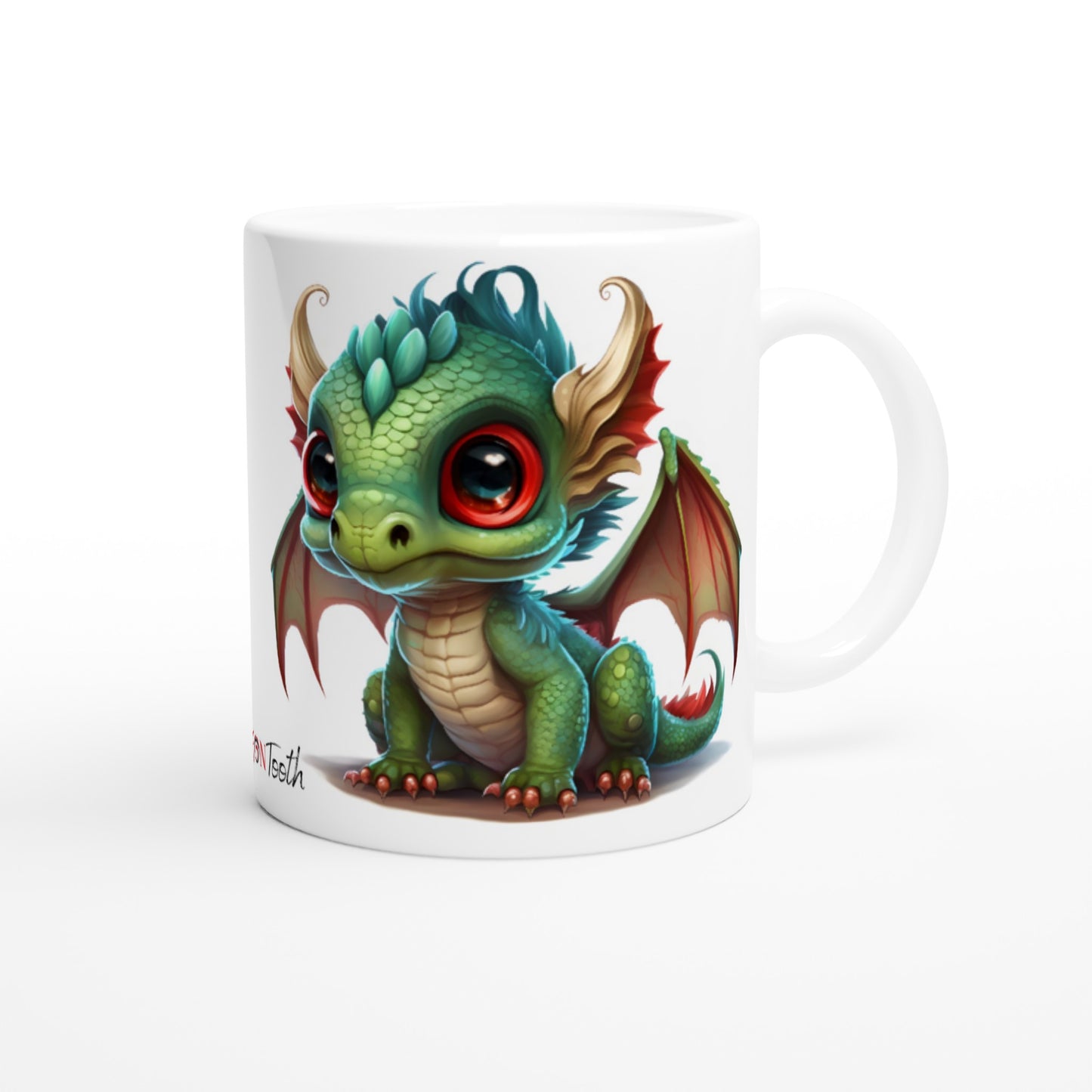 Baby Dragon Green Wing - Dragon Tooth : White 11oz Ceramic Mug
