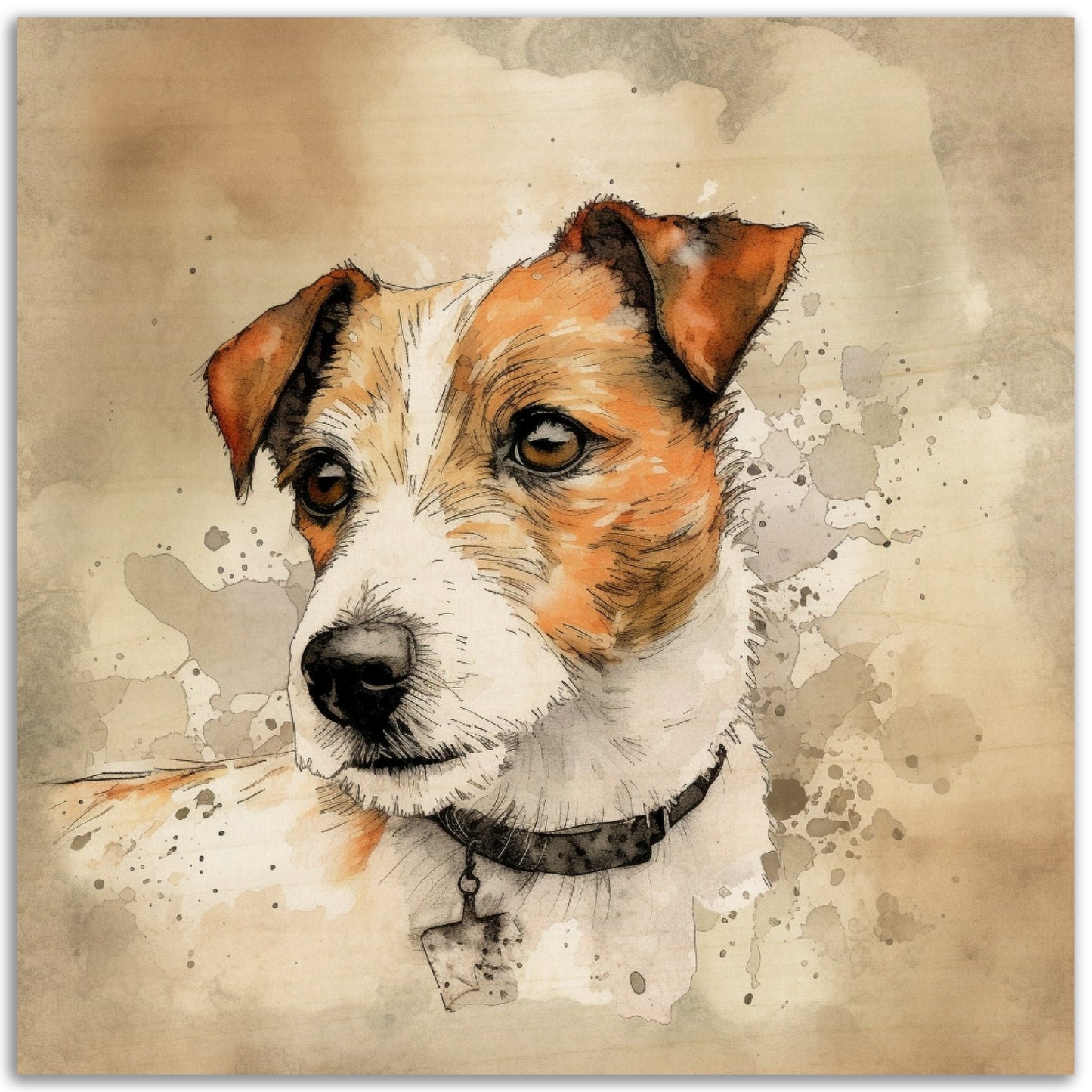 Jack Russell Dog (b) Watercolor Wood Prints