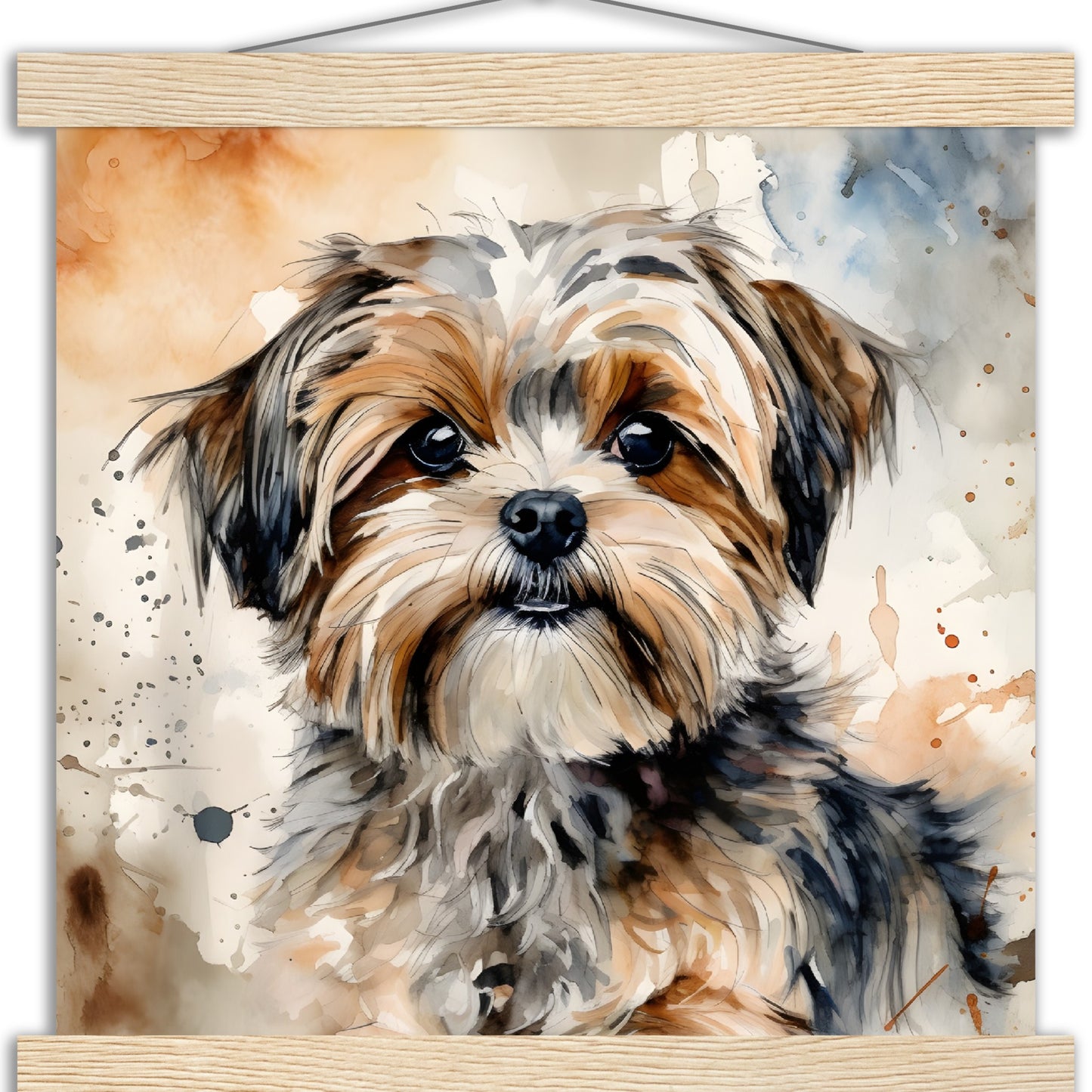 Shorkie (b) Watercolor Premium Matte Paper Poster with Hanger