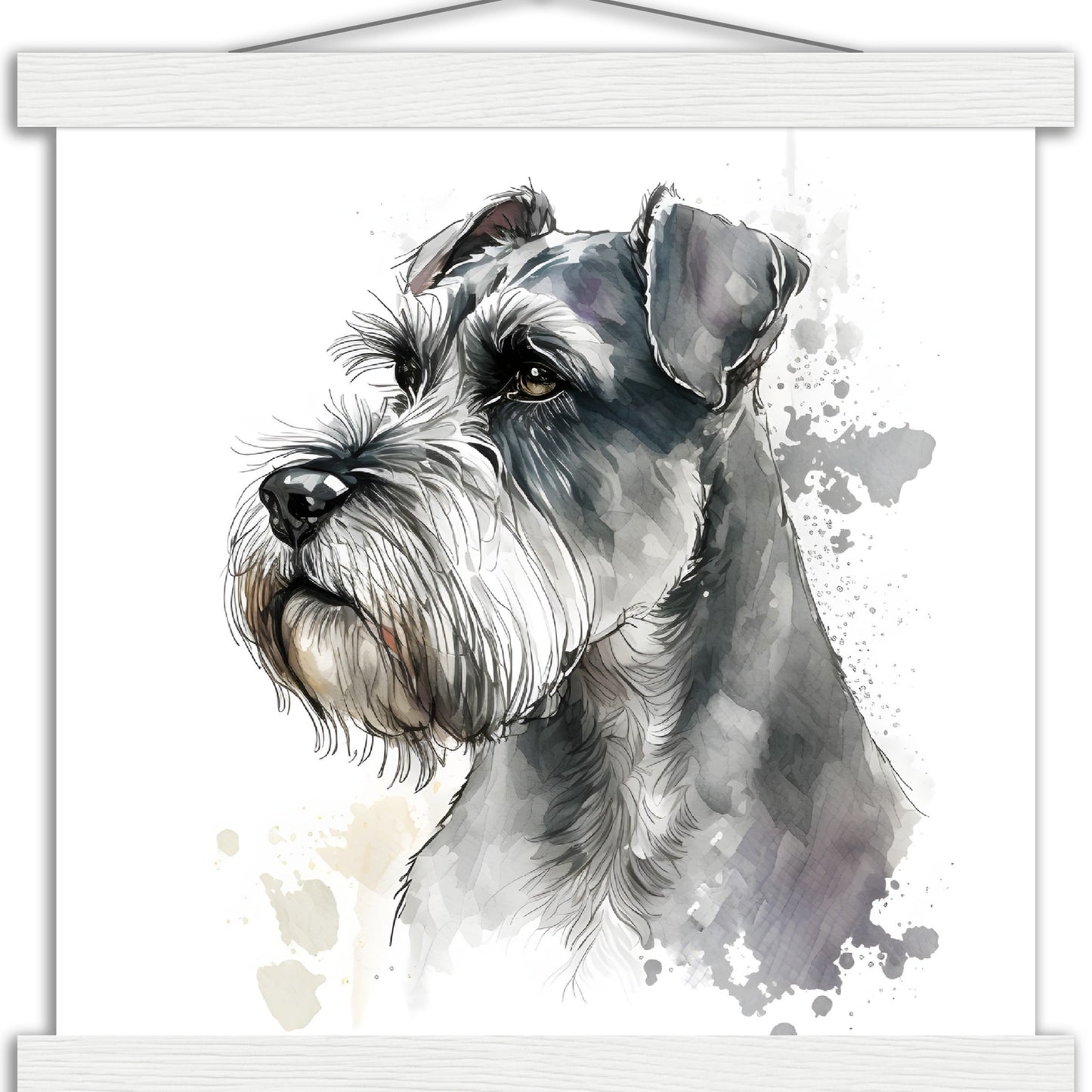 Miniature Schnauzer Dog Watercolor Premium Matte Paper Poster with Hanger