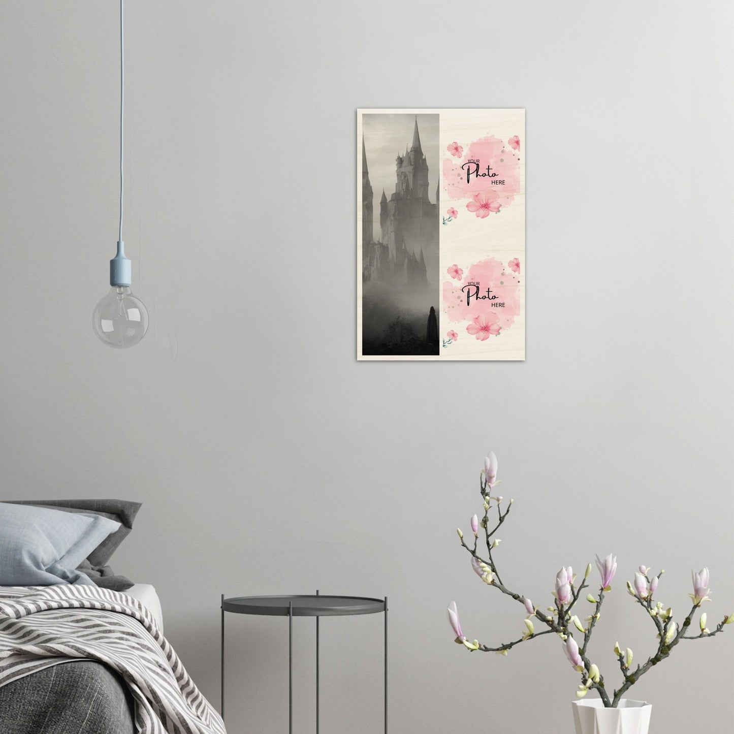 Wood Prints : Twin Photo Display (Personalised Mothers Day) Castle Mist.