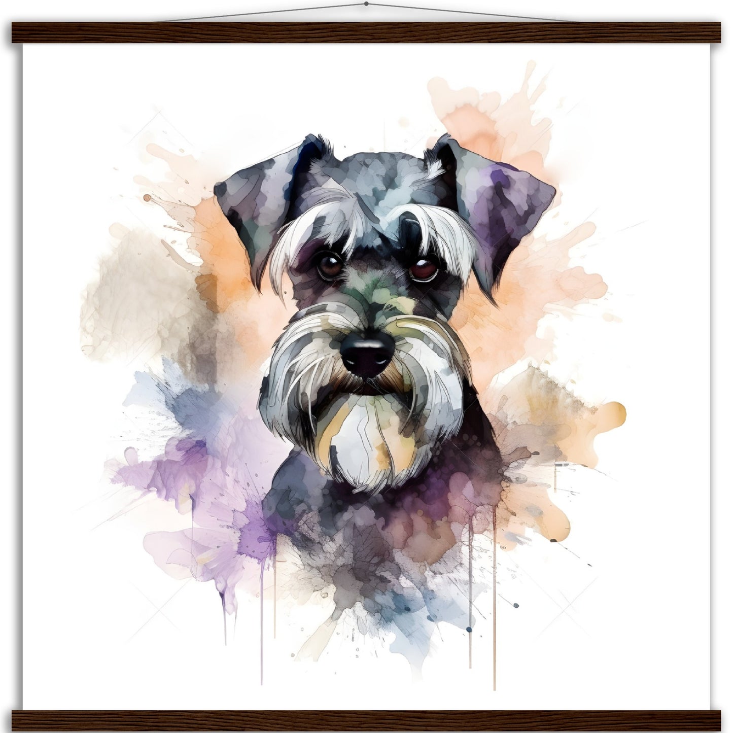Miniature Schnauzer Dog Watercolor Premium Matte Paper Poster with Hanger