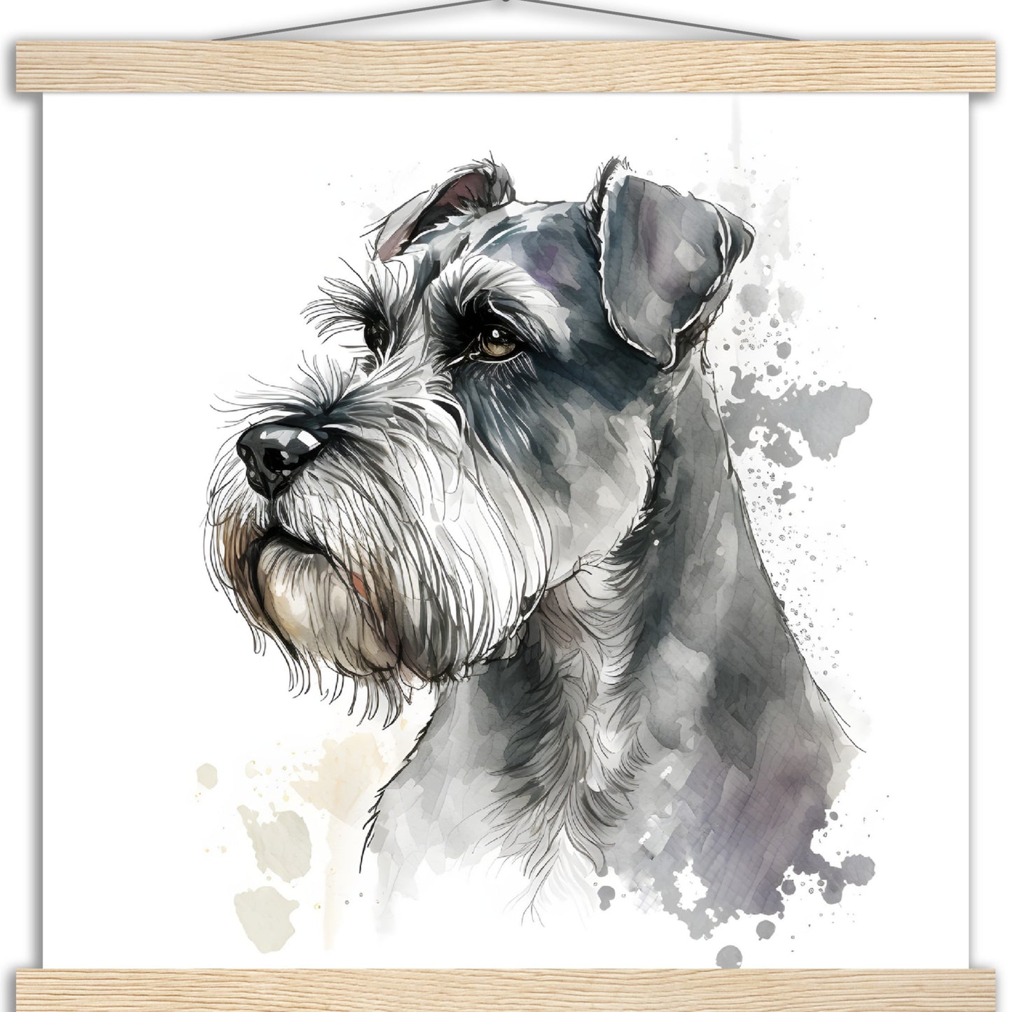 Miniature Schnauzer Dog Watercolor Premium Matte Paper Poster with Hanger