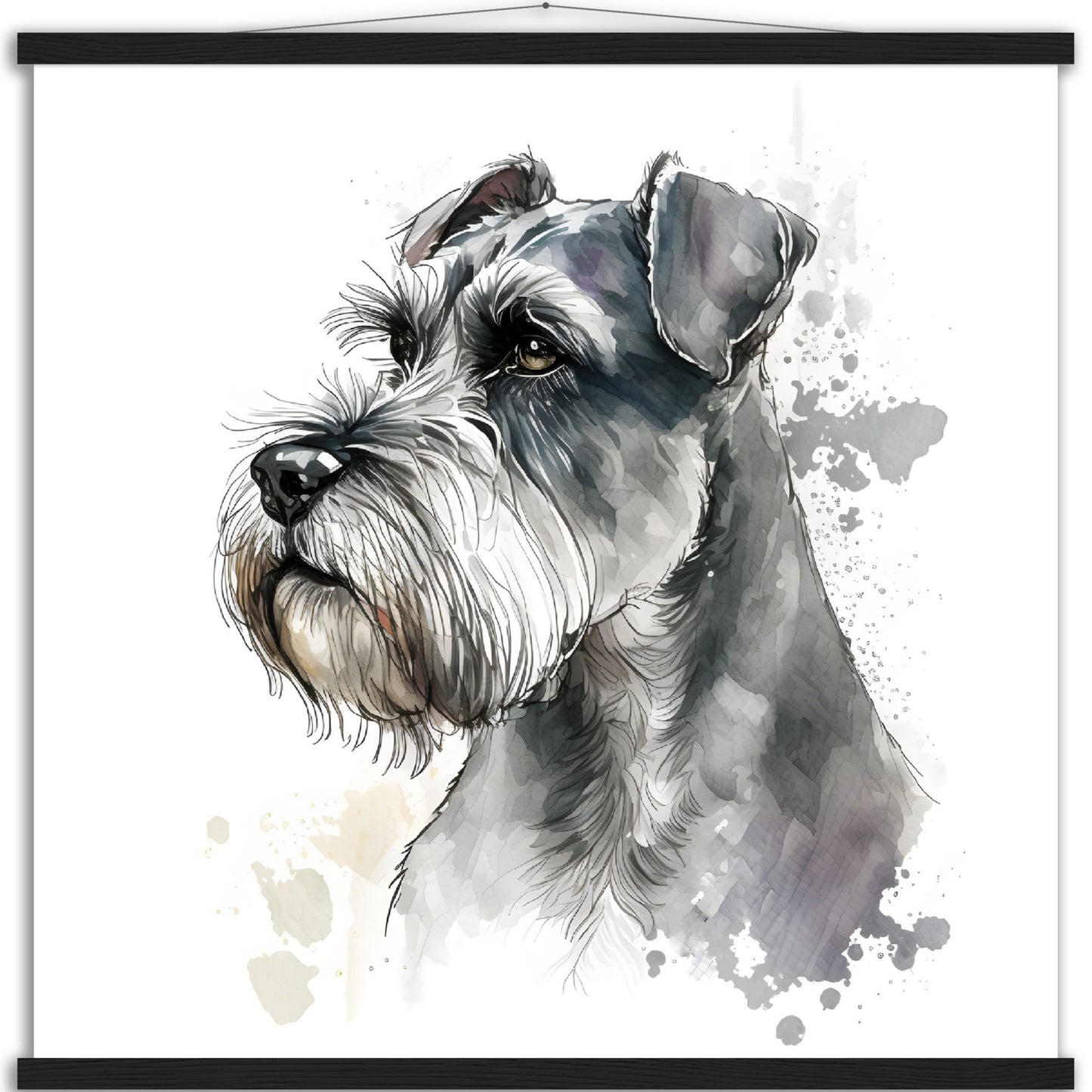 Miniature Schnauzer Dog Watercolor Premium Matte Paper Poster with Hanger