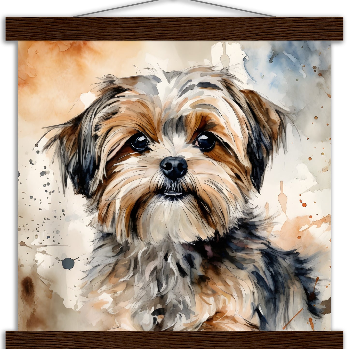 Shorkie (b) Watercolor Premium Matte Paper Poster with Hanger