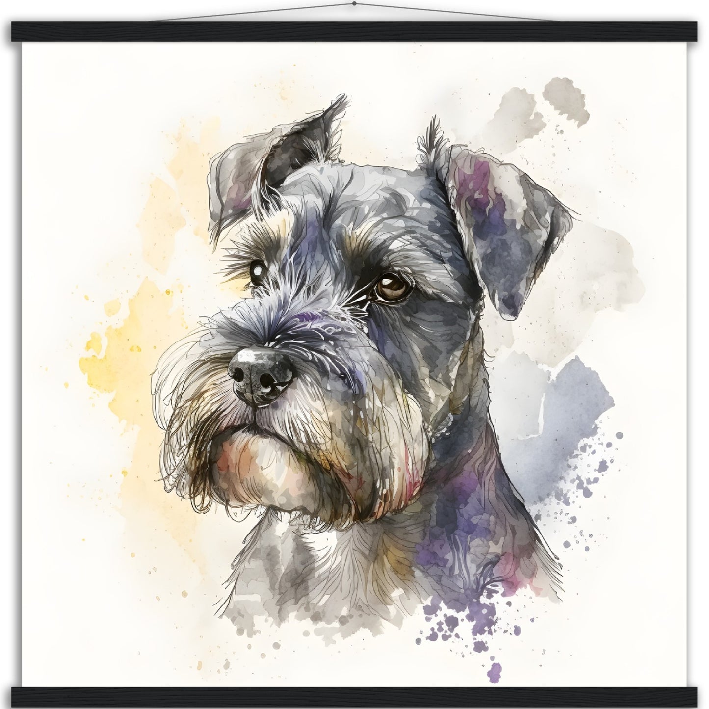Miniature Schnauzer Dog Watercolor Premium Matte Paper Poster with Hanger