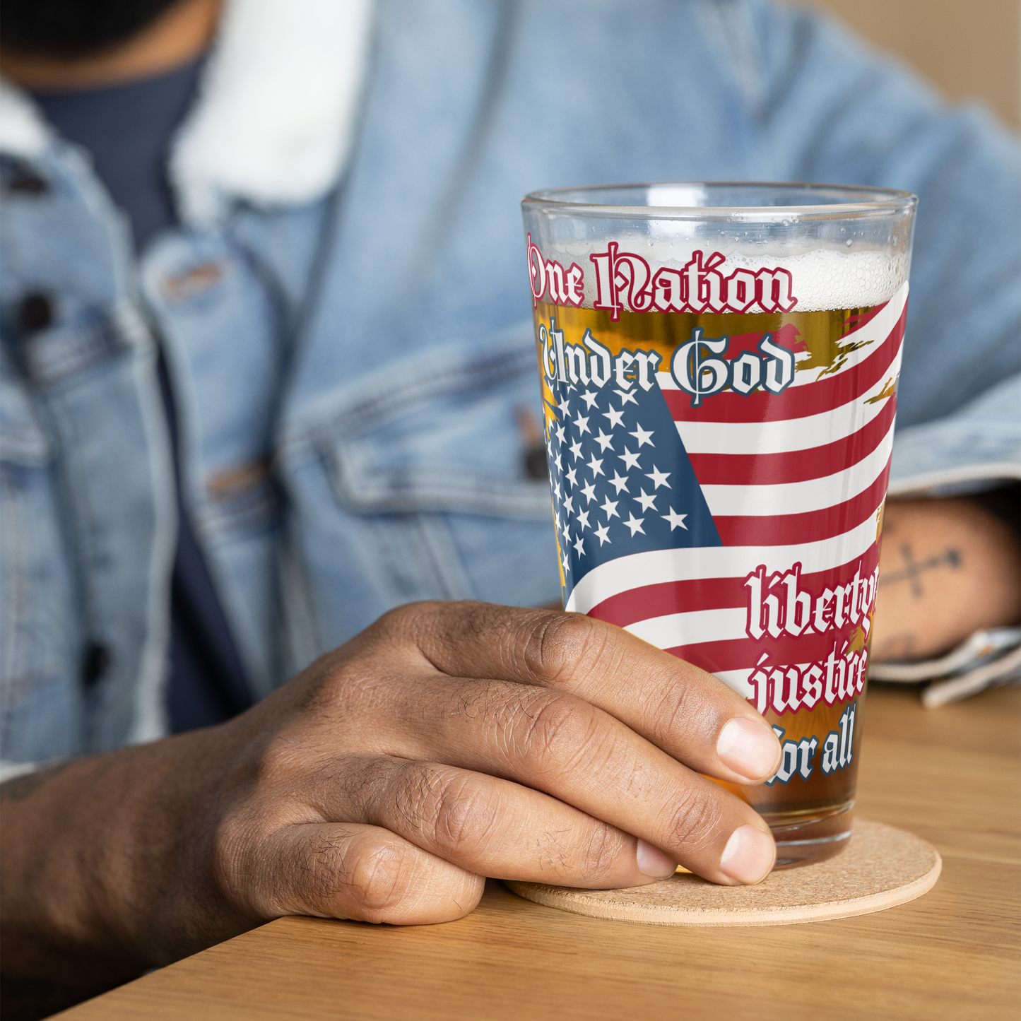 One Nation Under God USA Shaker pint glass