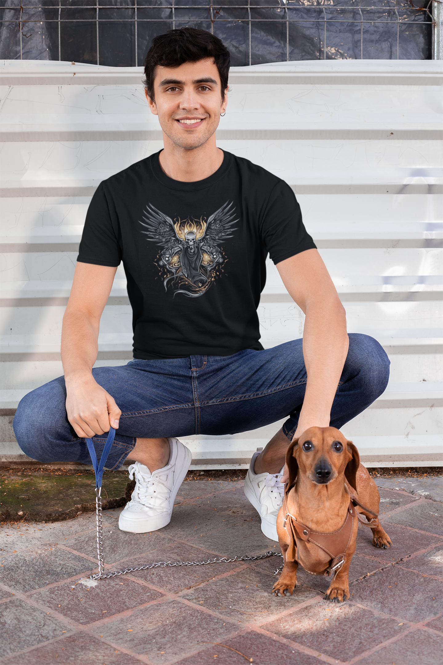 Biker Rock Style Unisex t-shirt : Winged Spirit.