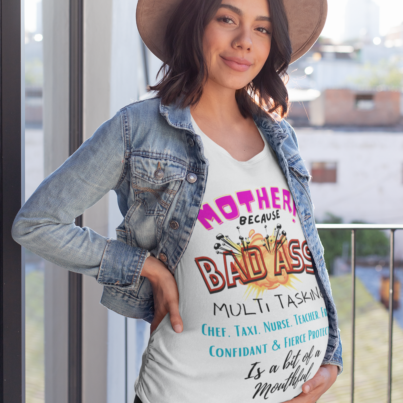 Mother is a Bad Ass : Premium Womens Crewneck T-shirt