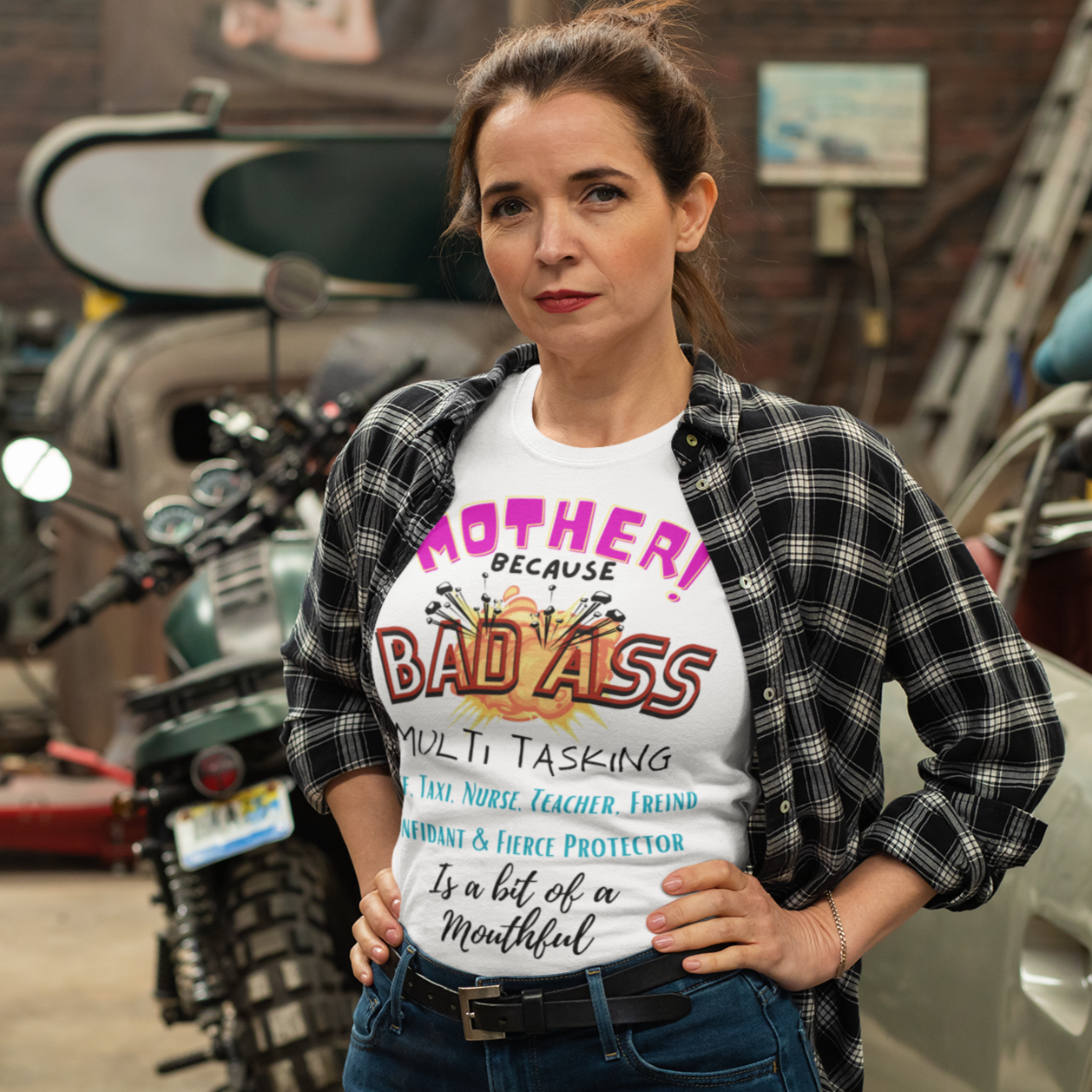 Mother is a Bad Ass : Premium Womens Crewneck T-shirt