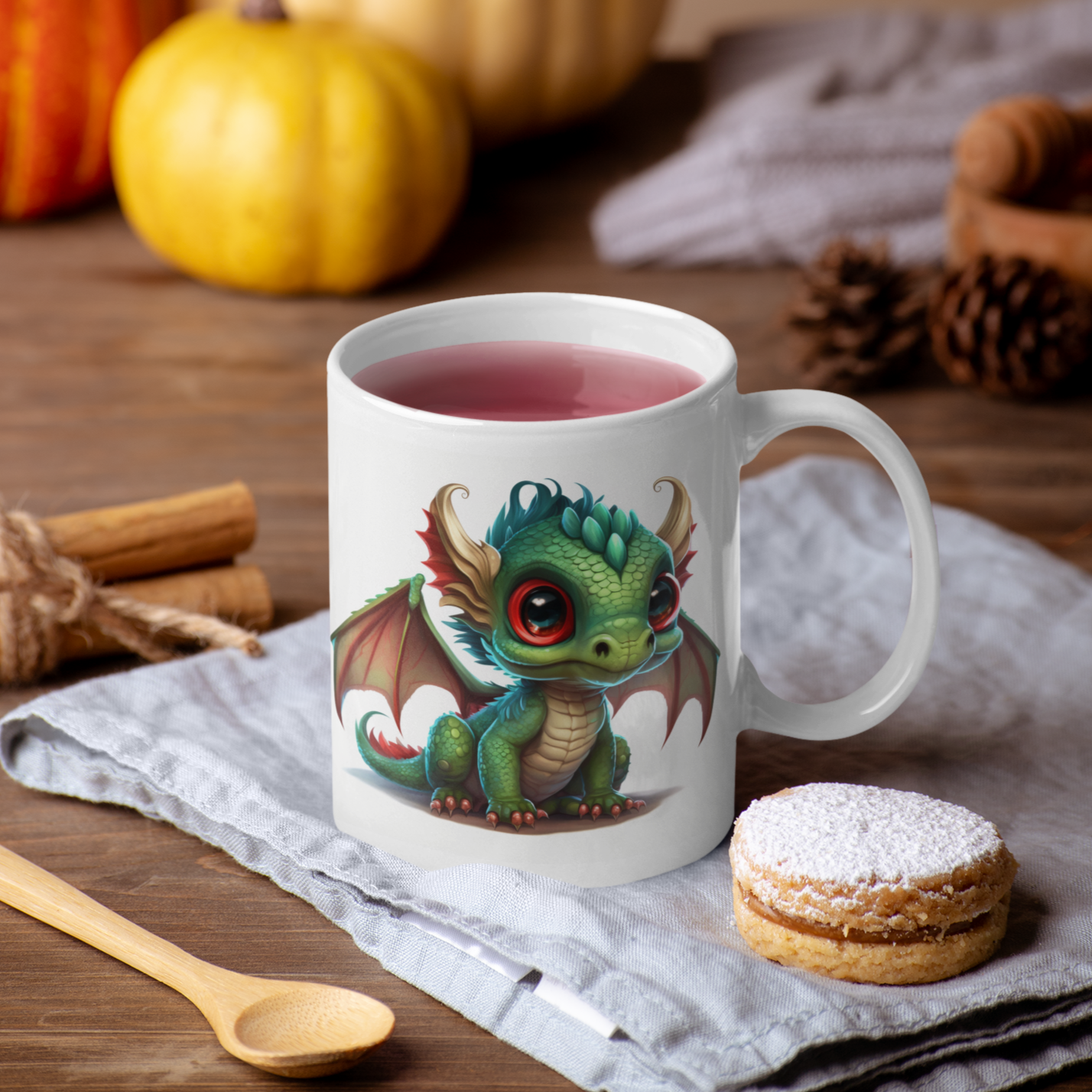 Baby Dragon Green Wing - Dragon Tooth : White 11oz Ceramic Mug