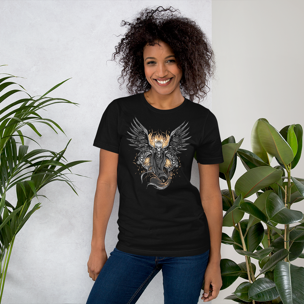 Biker Rock Style Unisex t-shirt : Winged Spirit.