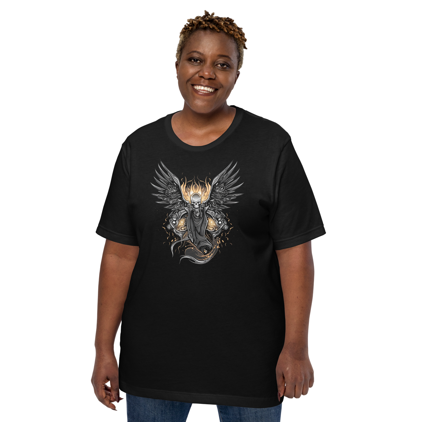 Biker Rock Style Unisex t-shirt : Winged Spirit.