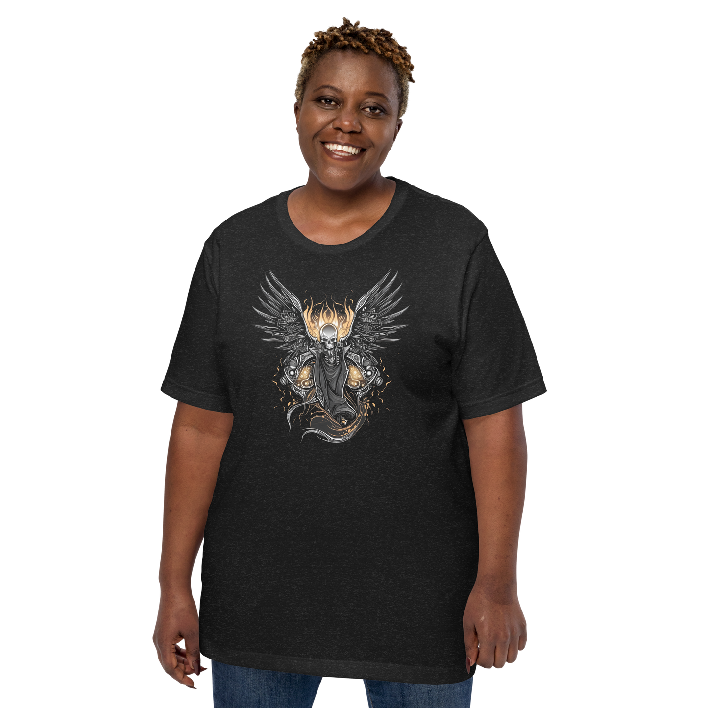 Biker Rock Style Unisex t-shirt : Winged Spirit.