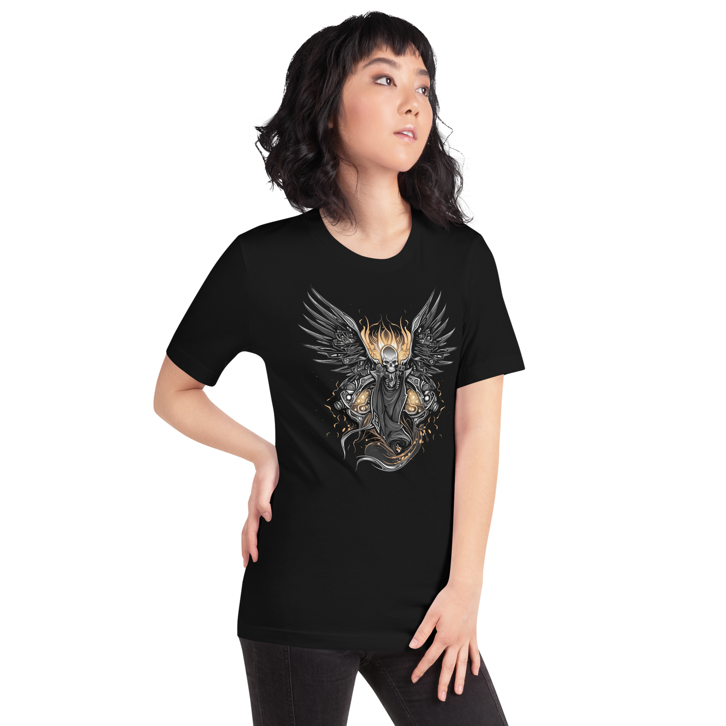 Biker Rock Style Unisex t-shirt : Winged Spirit.