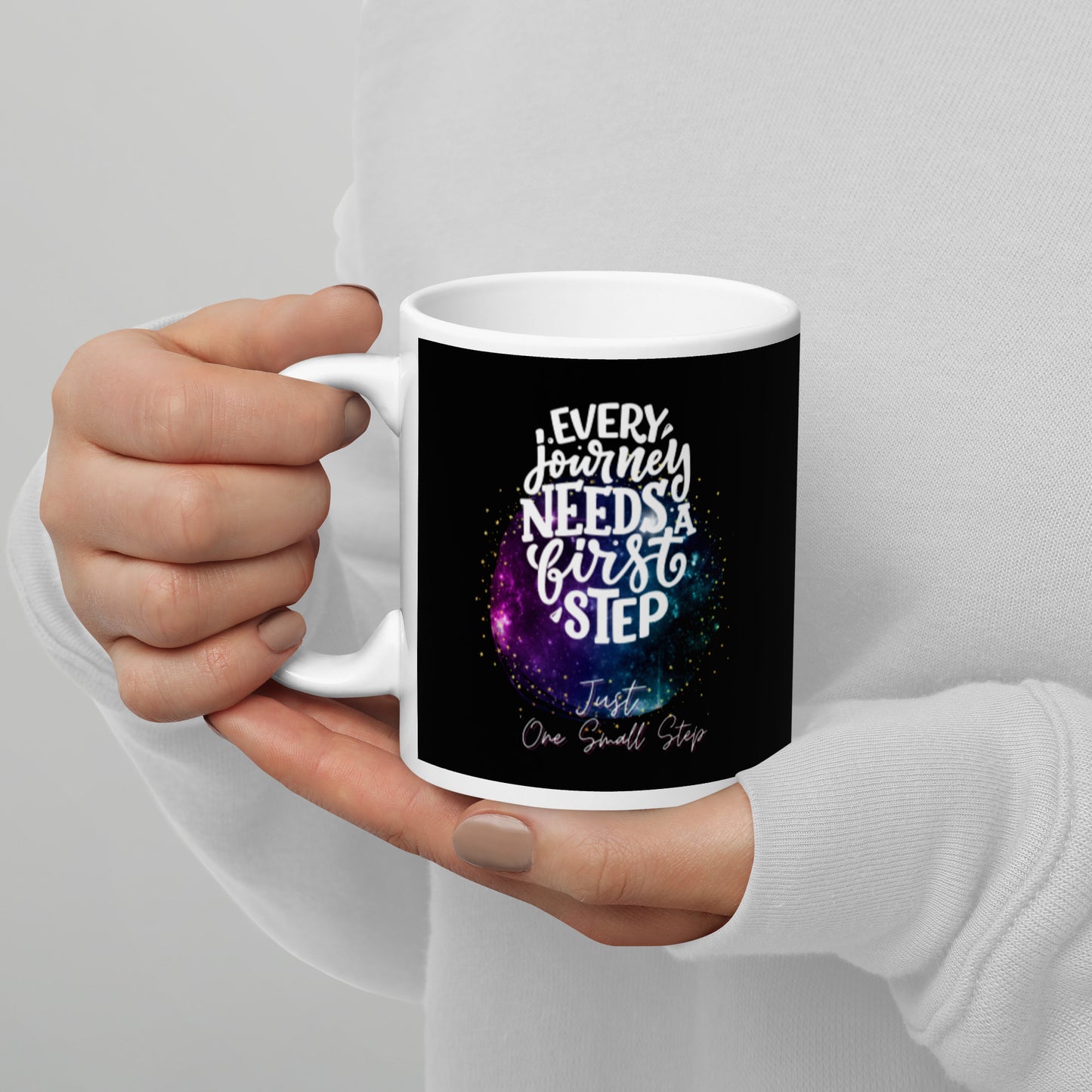 One Small Step White glossy mug