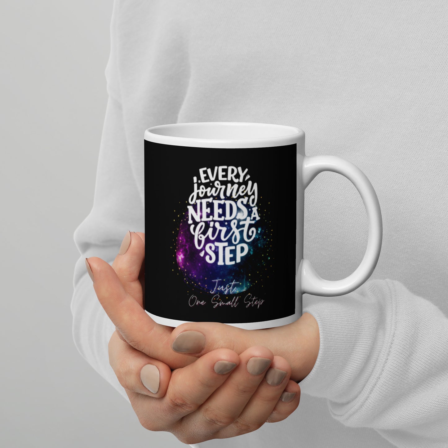 One Small Step White glossy mug