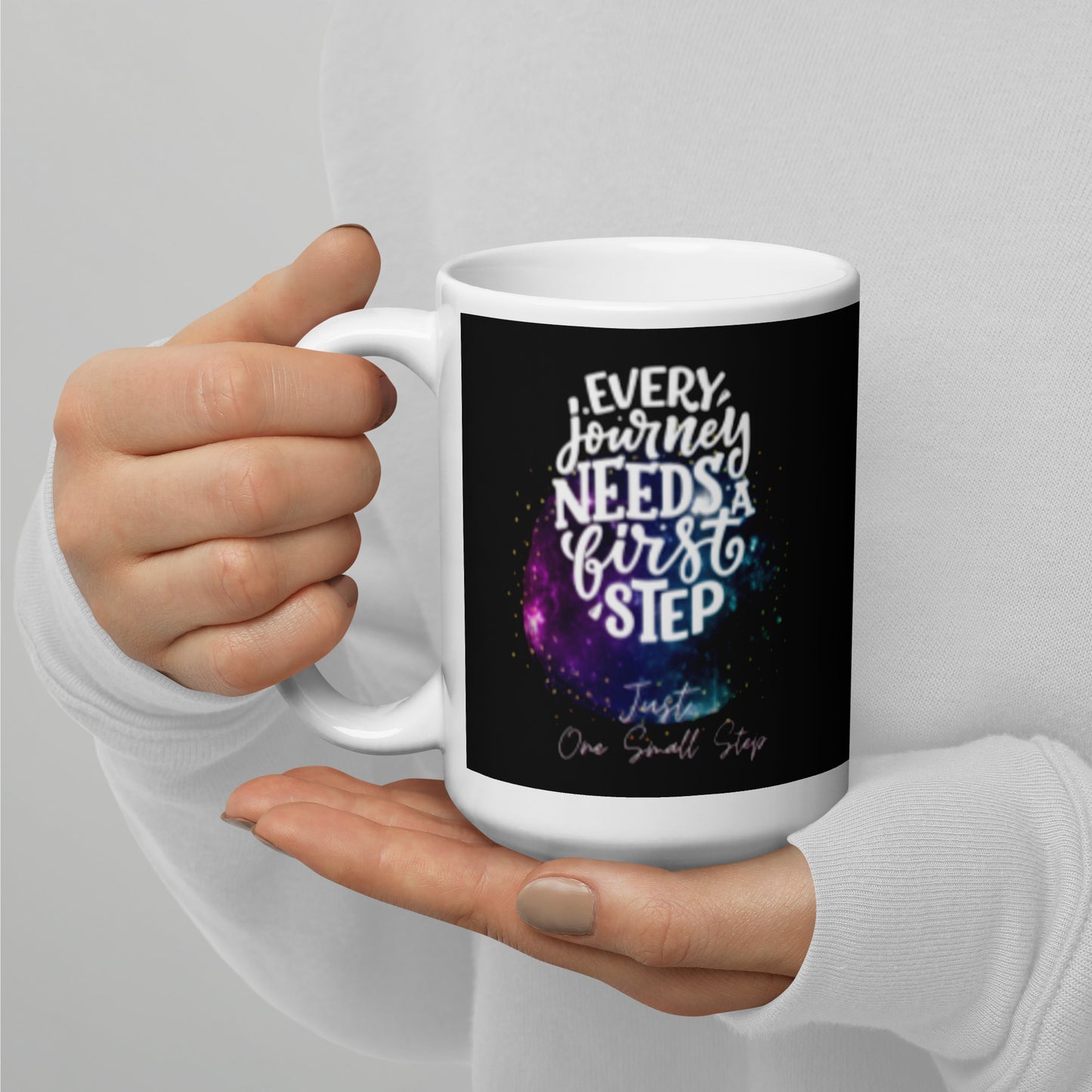 One Small Step White glossy mug