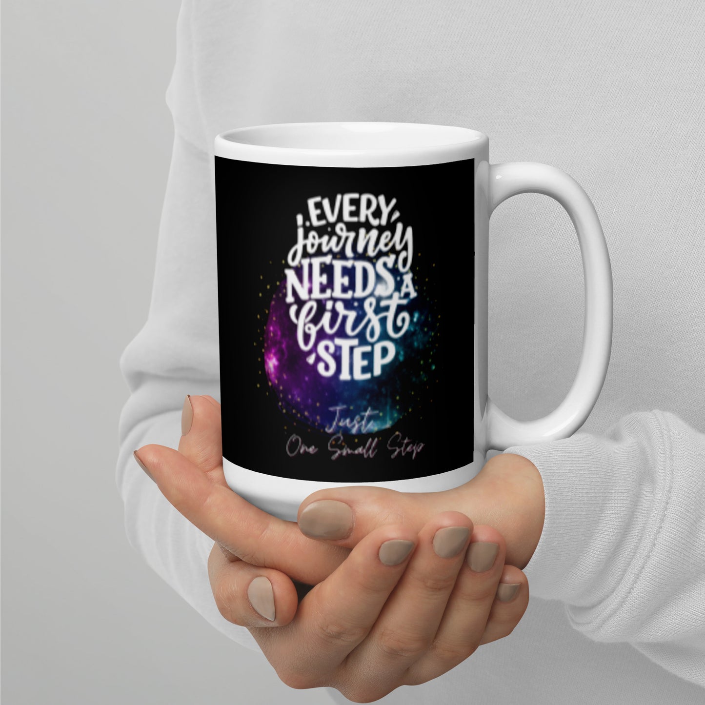One Small Step White glossy mug