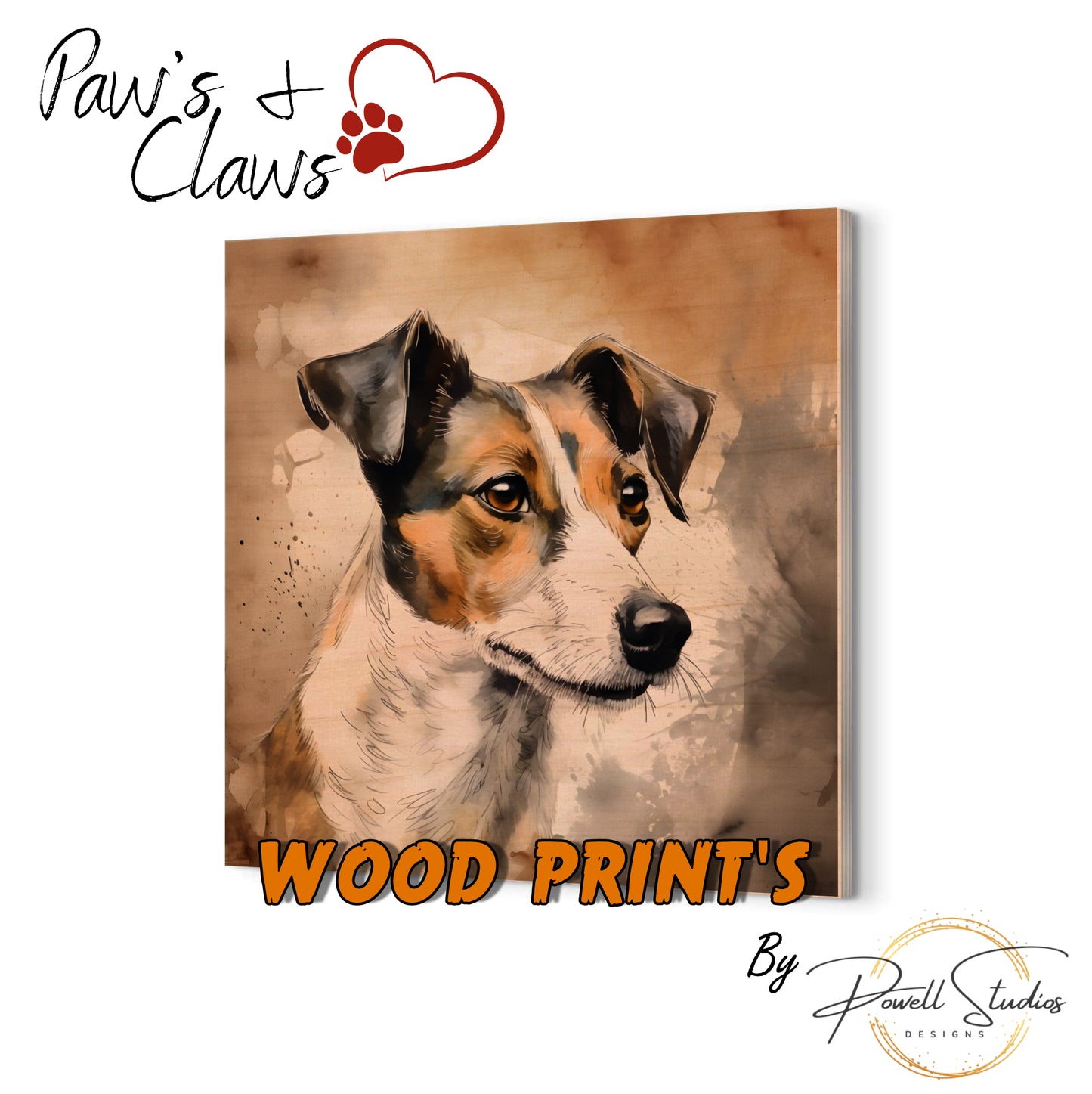 Jack Russell Dog (c) Watercolor Wood Prints