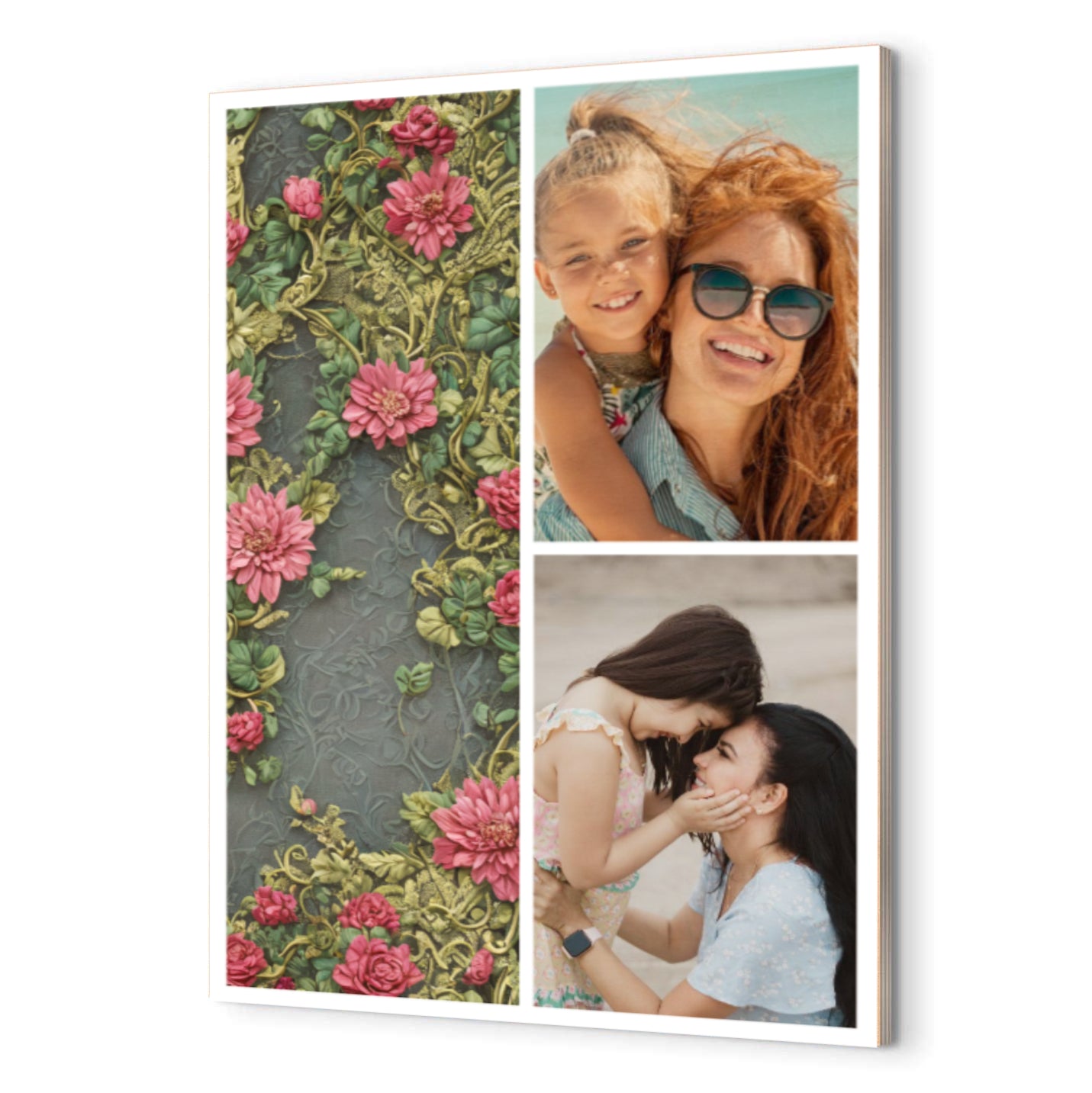 Wood Prints : Twin Photo Display (Personalised Mothers Day): Gothic Rose.