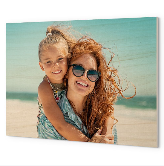 Wood Prints : Twin Photo Display (Personalised Mothers Day) Castle Mist.