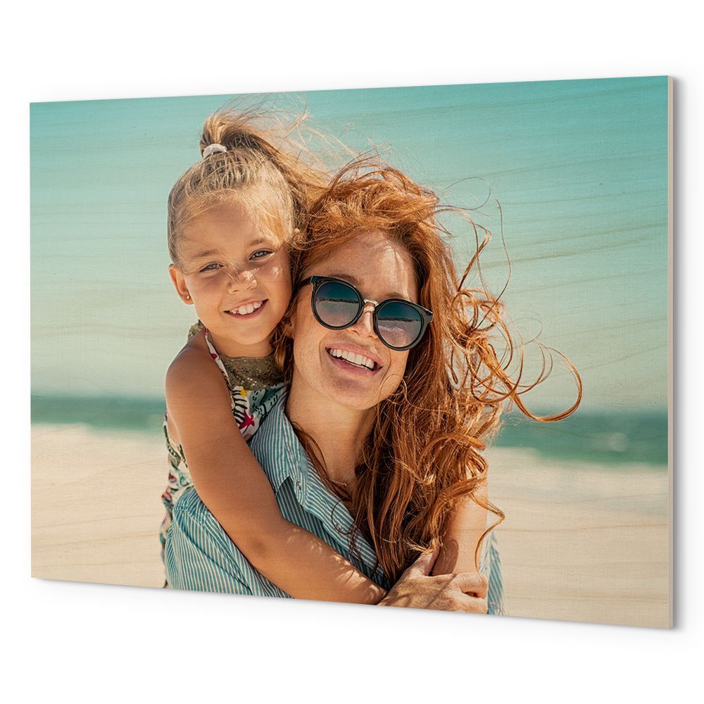 Wood Prints : Twin Photo Display (Personalised Mothers Day) Classic Rose.