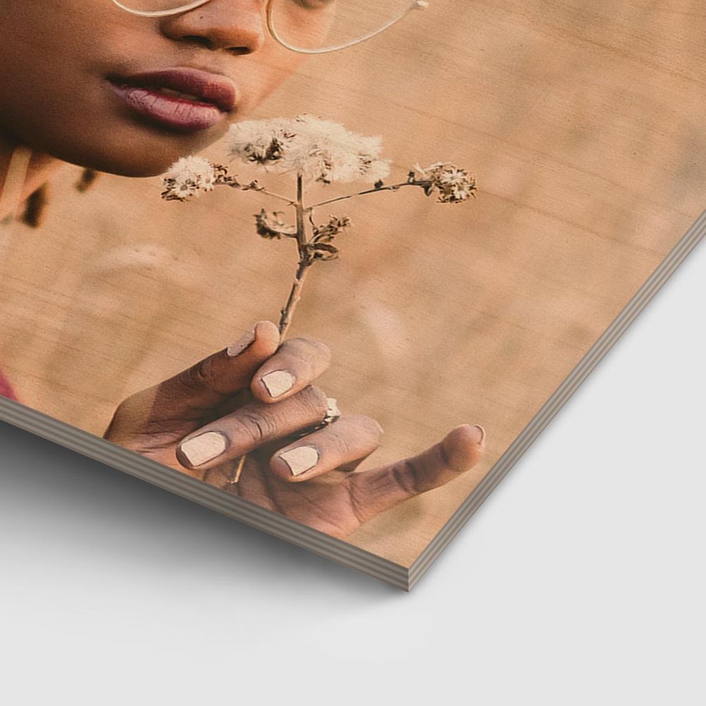 Wood Prints : Twin Photo Display (Personalised Mothers Day) Classic Rose.
