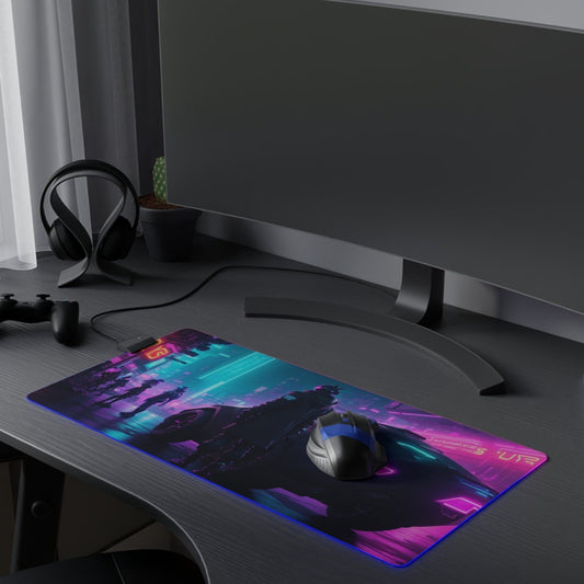 LED Gaming Mouse Pad. Punked Cyber Vibes, with our Futuristic Dystopian Mouse Mat, Embrace the Cyber Punk Style, Retro & Neon Awesomeness!