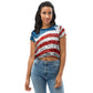 Usa oil painting style flag All-Over Print Crop Tee