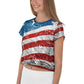 Usa oil painting style flag All-Over Print Crop Tee