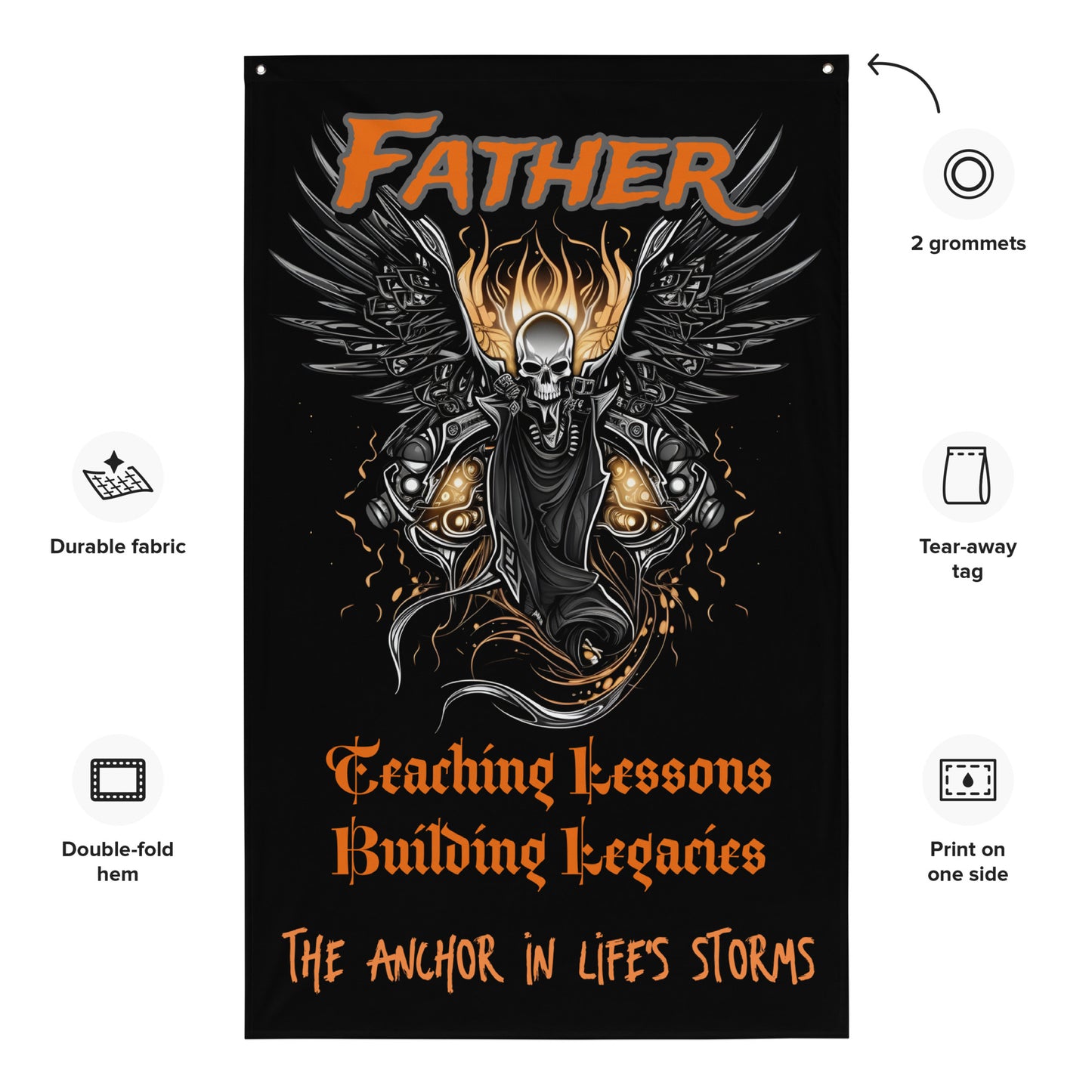 Fathers Day, Dad, Teaching Lessons, Building Legacies Biker Style Flag