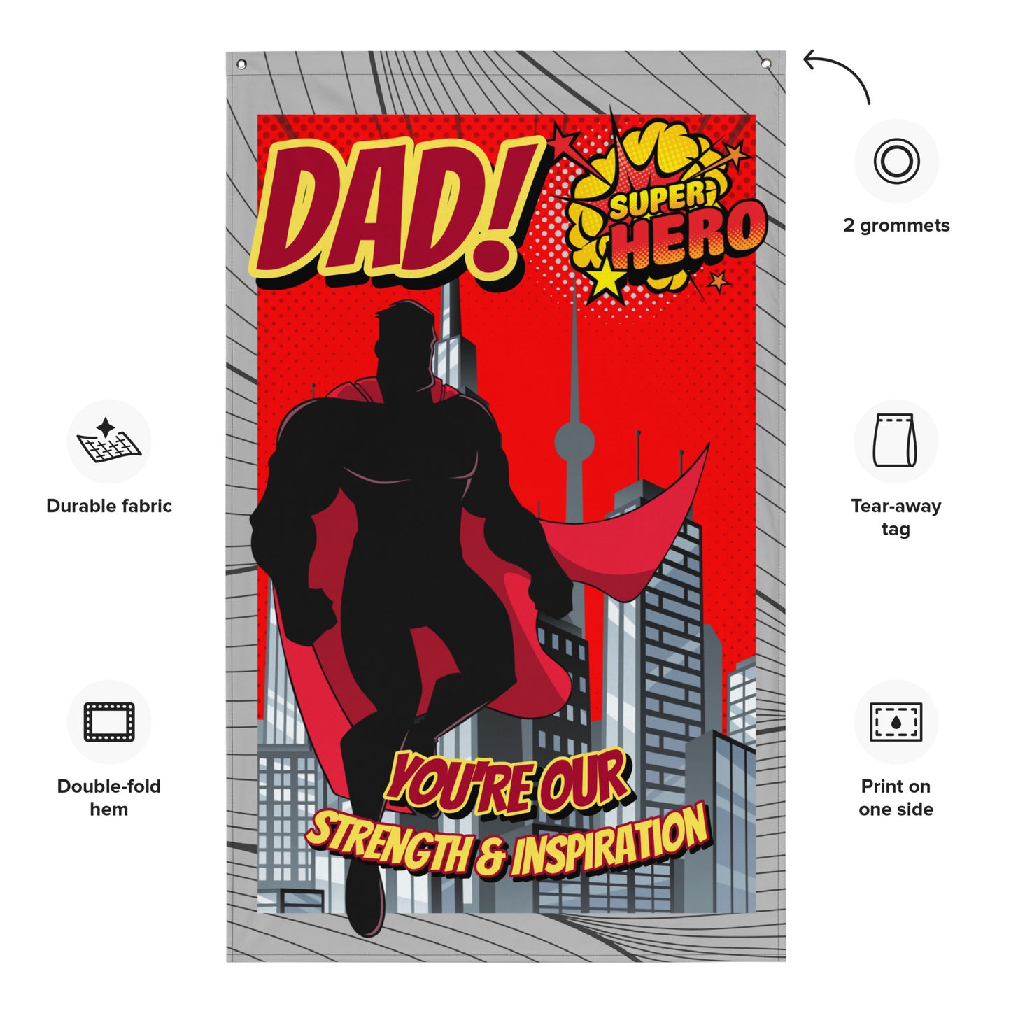 Fathers Day Dad Super Hero Wall Art Flag