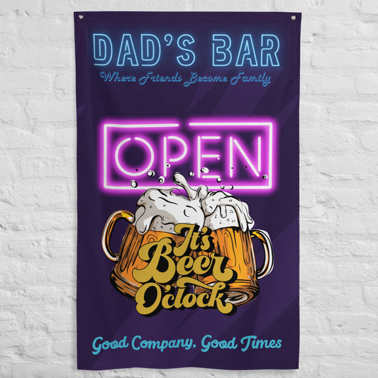Fathers Day Dad's Bar, Where freinds become family, Wall Art Flag