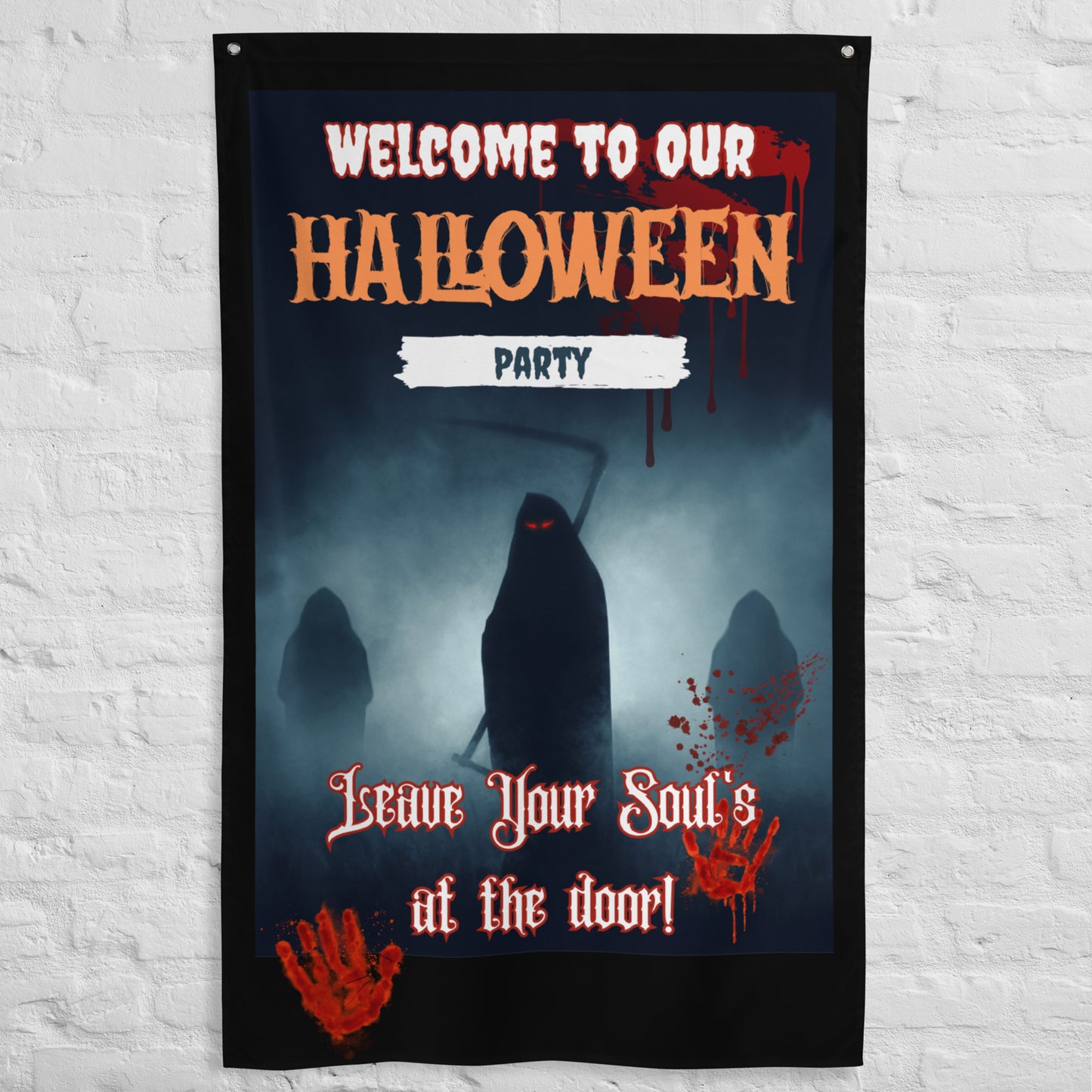 Halloween Decoration Wall Art Flag Welcome To Halloween Party Leave Soul At The Door