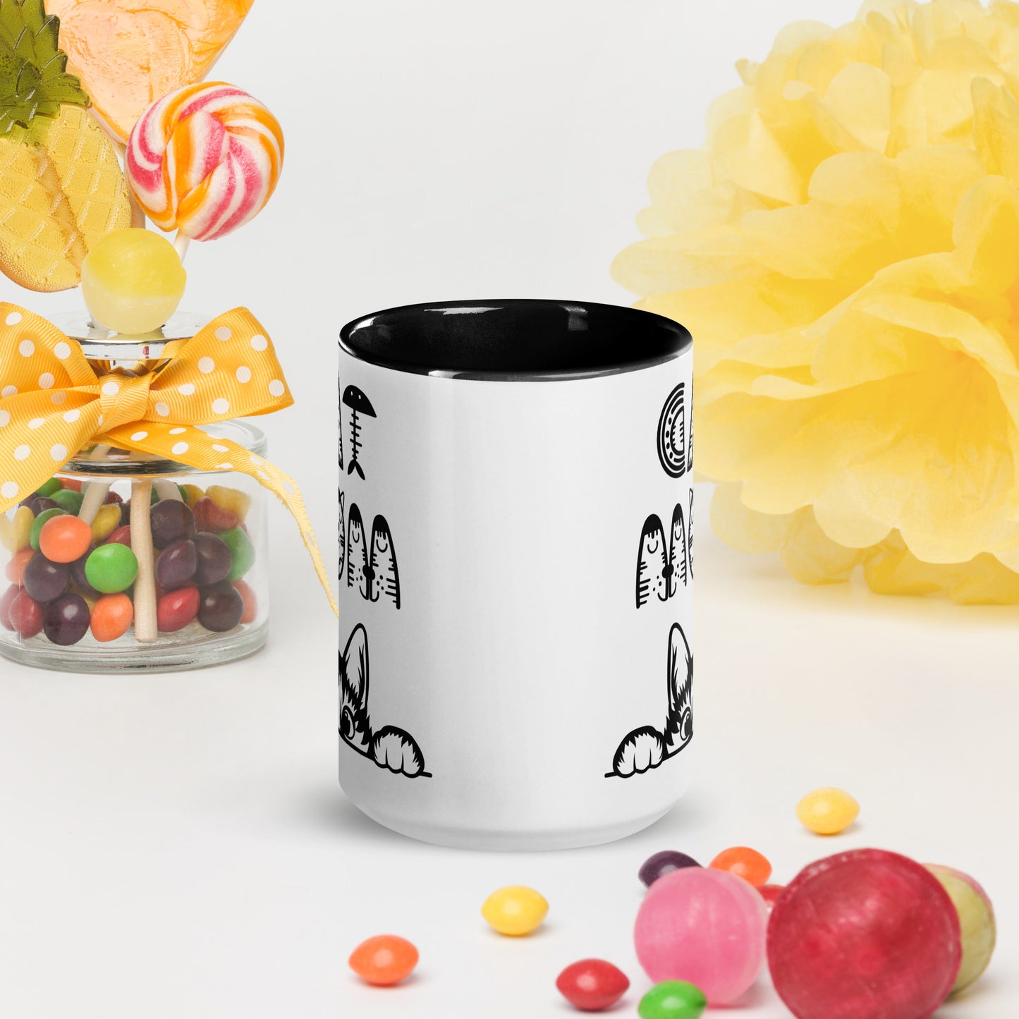 Cat Mom, Cat lovers Mug with Color Inside. For all Crazy Cat ladys and kitten mums everywhere that enjoy a coffee or tea.