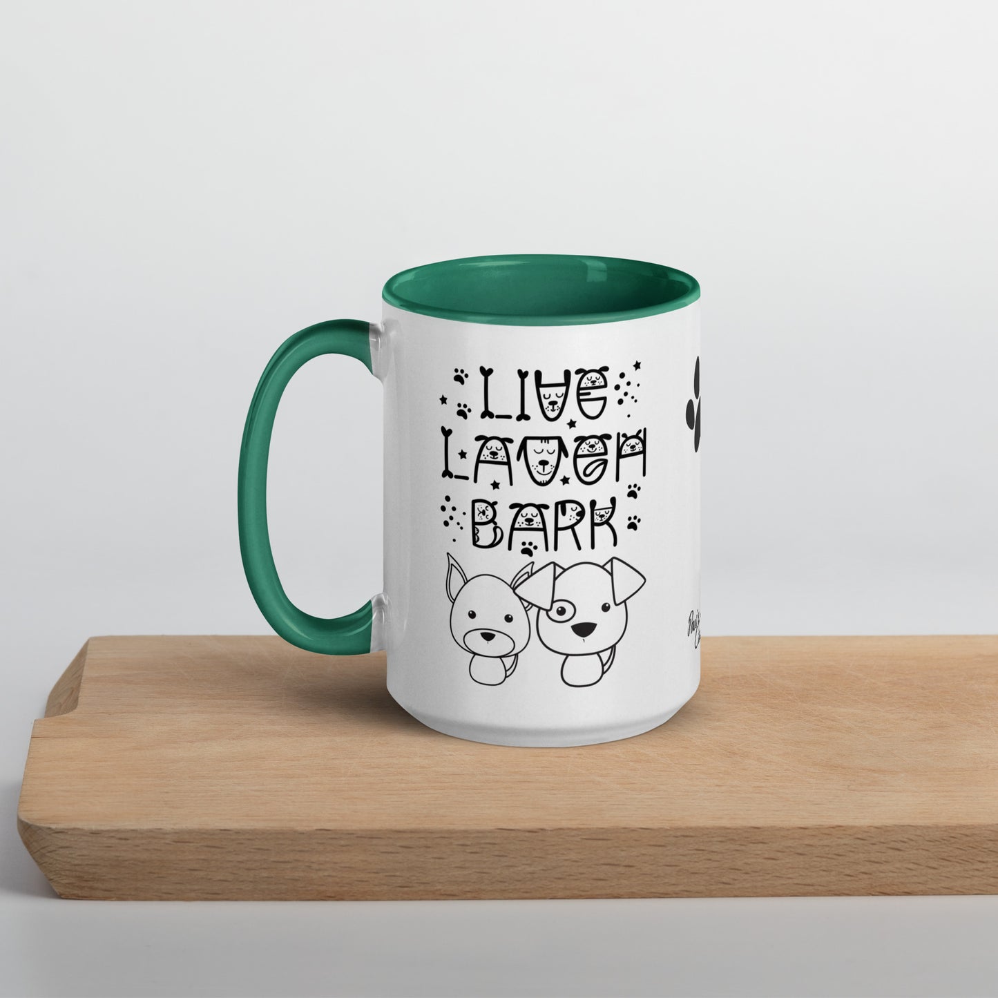 Live Laugh Bark, Dog lovers Mug with Color Inside. Puppy coffee mug, perfect for the Dog Lady in your life.