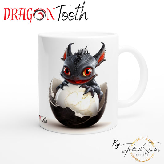 Baby Dragon Black Red - Dragon Tooth : White 11oz Ceramic Mug