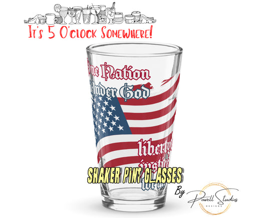 One Nation Under God USA Shaker pint glass