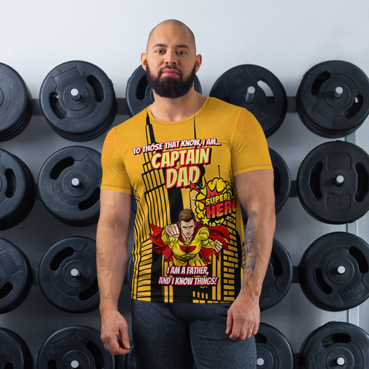 Captain Dad, Super Hero : All-Over Print Men's Athletic T-shirt